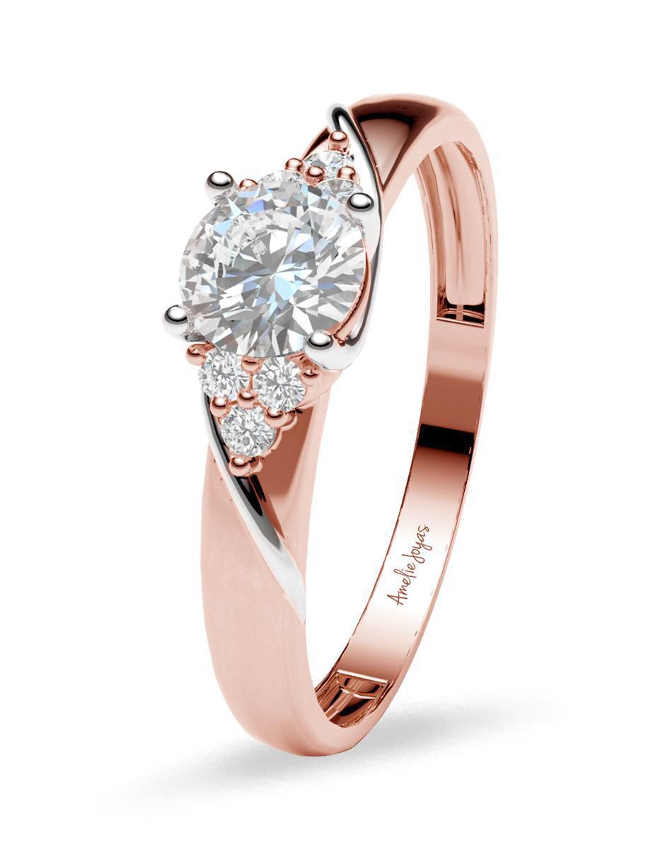 Anillo de compromiso de oro 14 k diamante 2