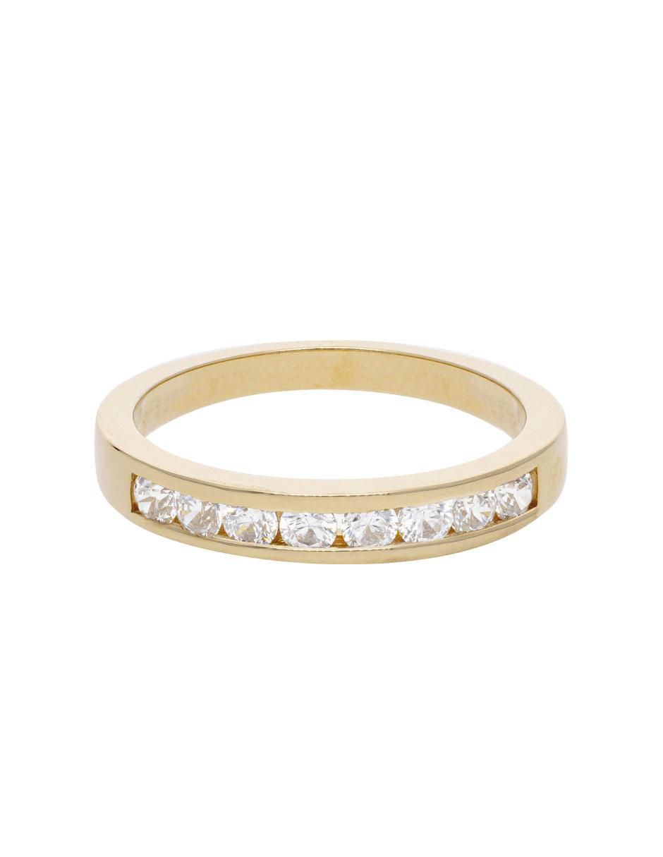 Anillo 14 k de oro amarillo zirconia brillante
