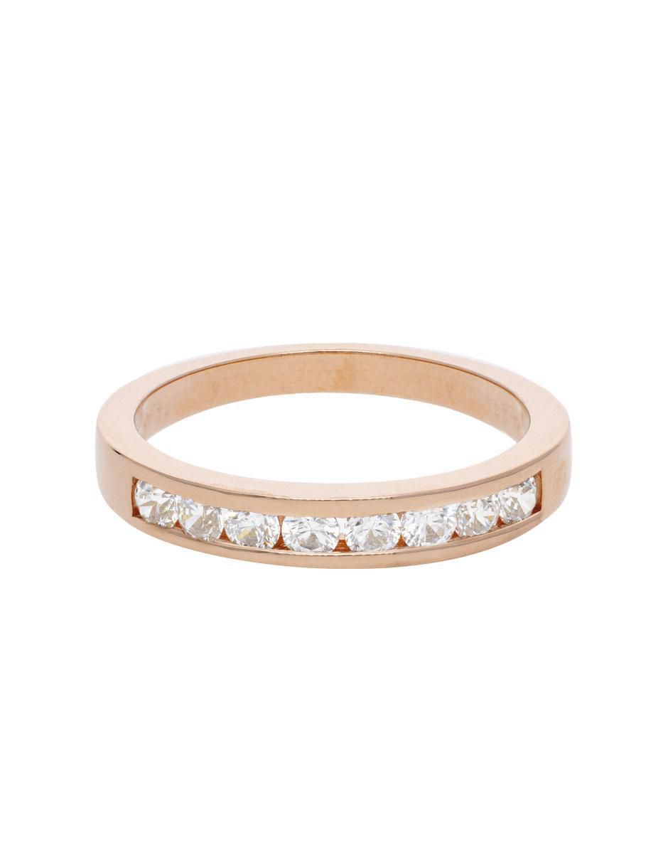 Anillo 14 k de oro amarillo zirconia brillante