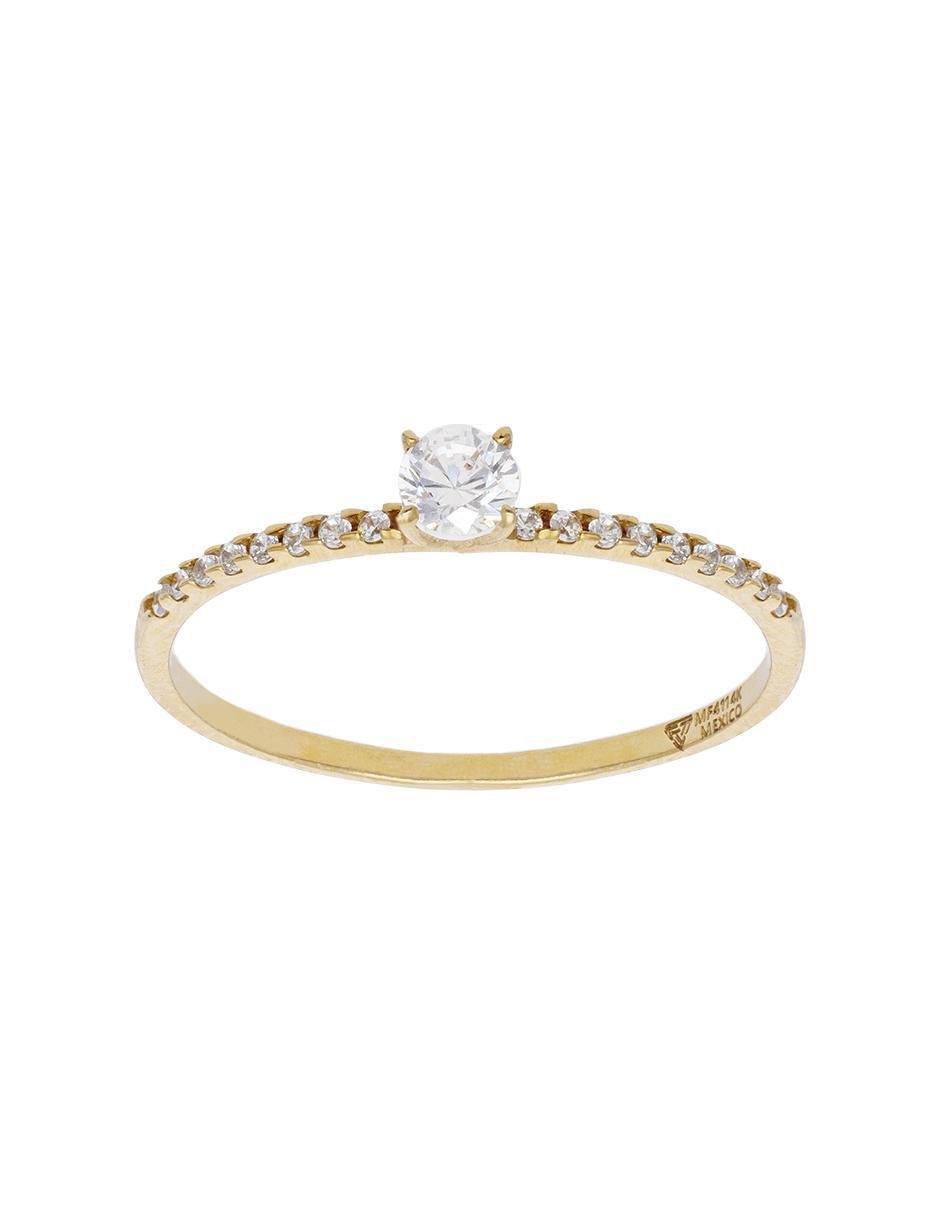 Anillo 14 K de oro zirconia brillante