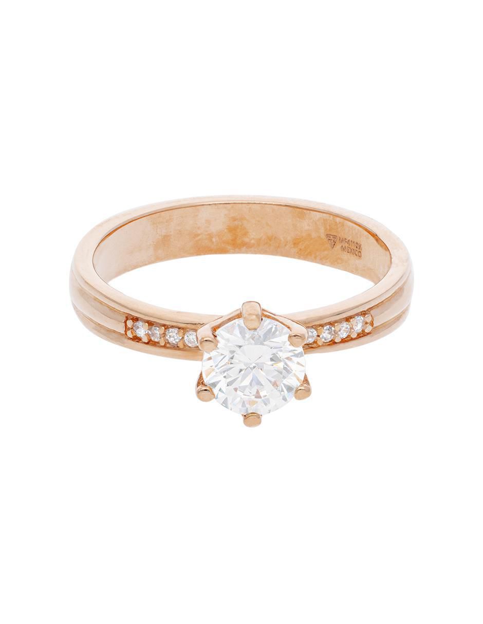 Anillo 14 k de oro rosa zirconia brillante Anillo 14 k de oro rosa zirconia brillante