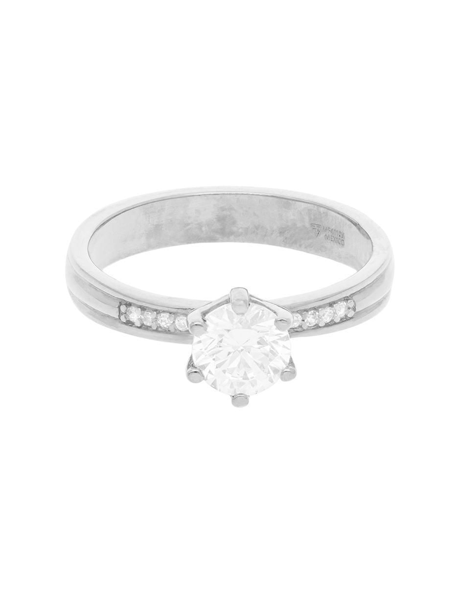 Anillo 14 k de oro rosa zirconia brillante