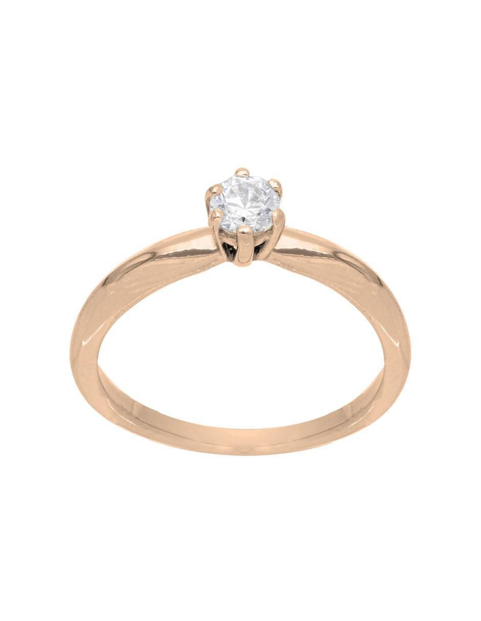 Anillo 14 k de oro rosa zirconia brillante 2