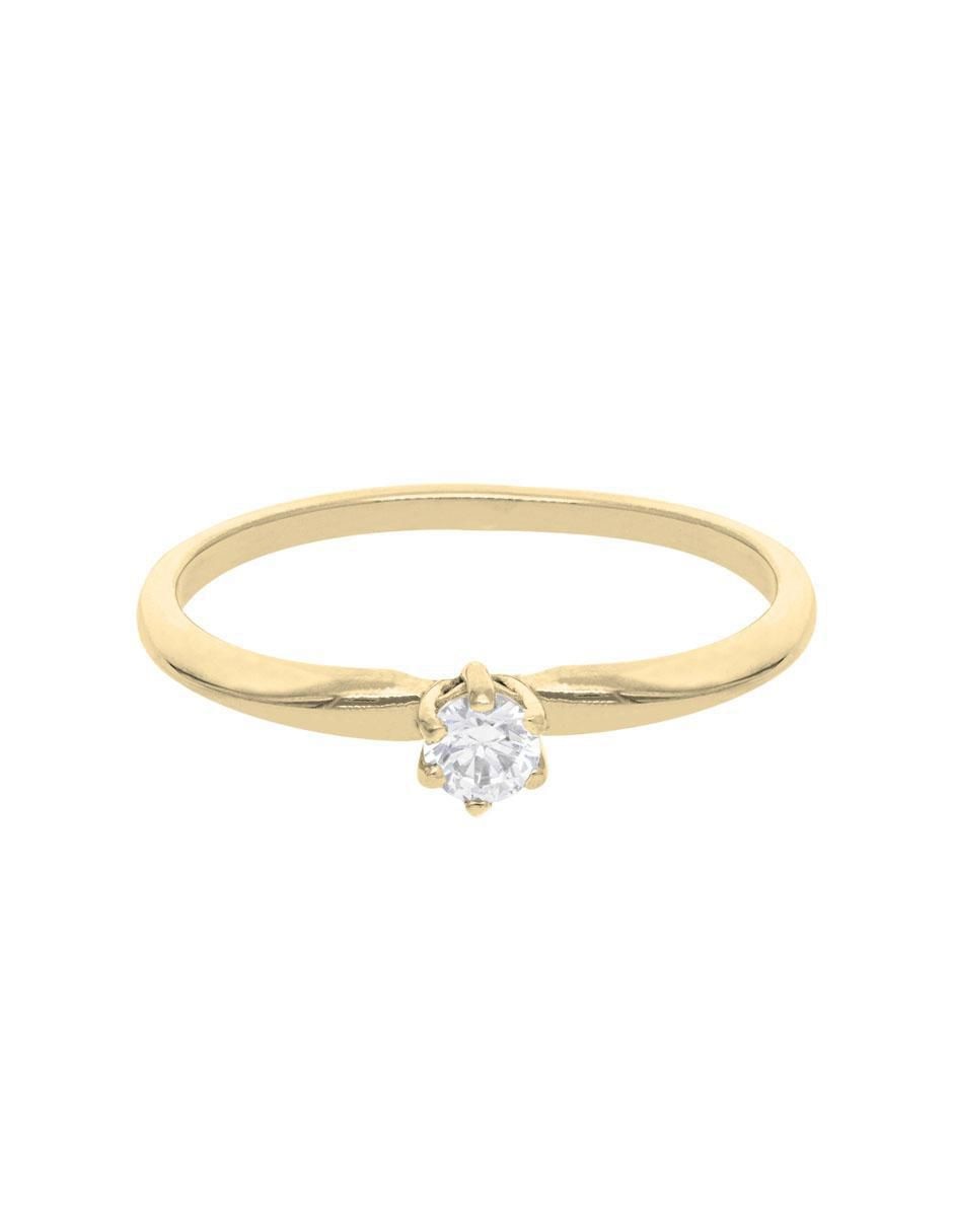 Anillo 14 k de oro rosa zirconia brillante
