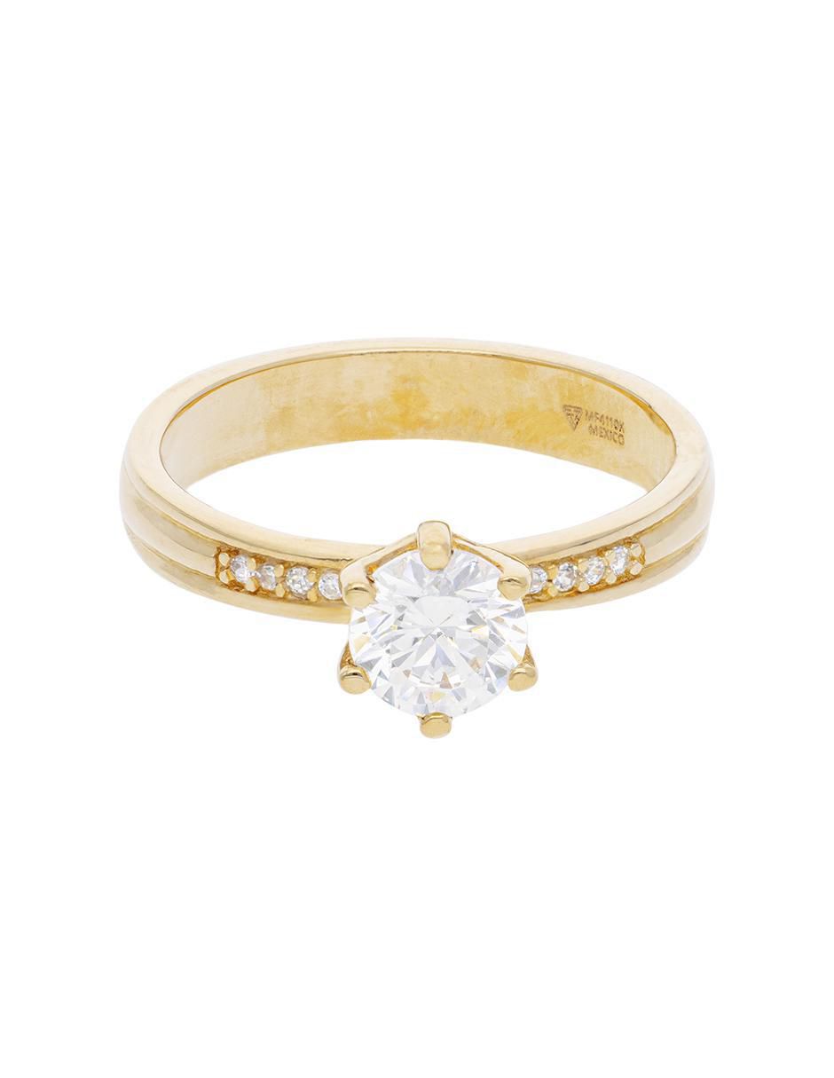 Anillo 14 k de oro rosa zirconia brillante