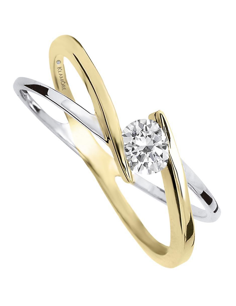 Solitario de oro 14 k Klamore Rosen diamante