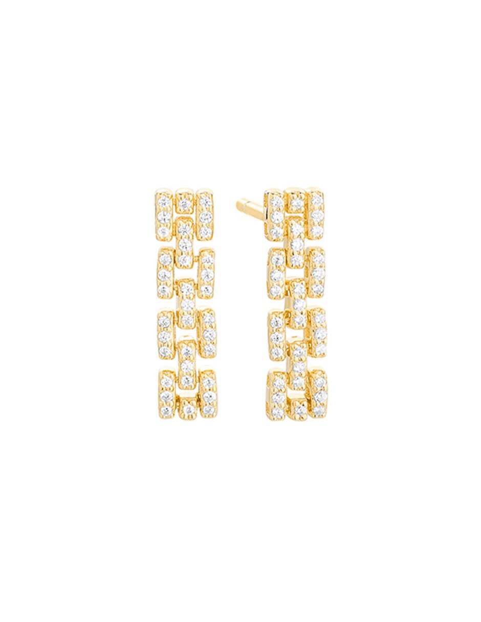 Aretes de eslabones Smar de oro amarillo con acabado brillante diamante