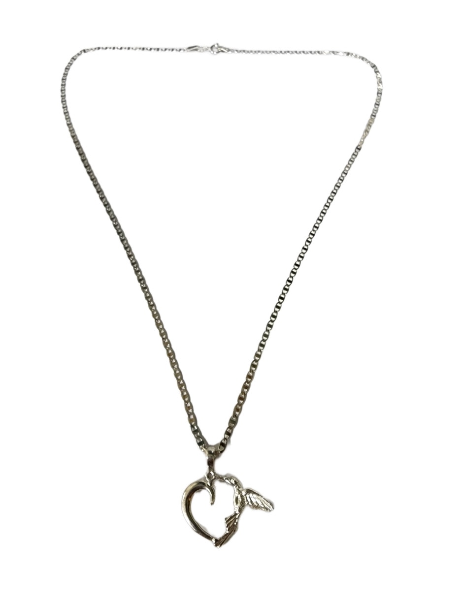 Collar de corazón Colibrí de plata P 925 4