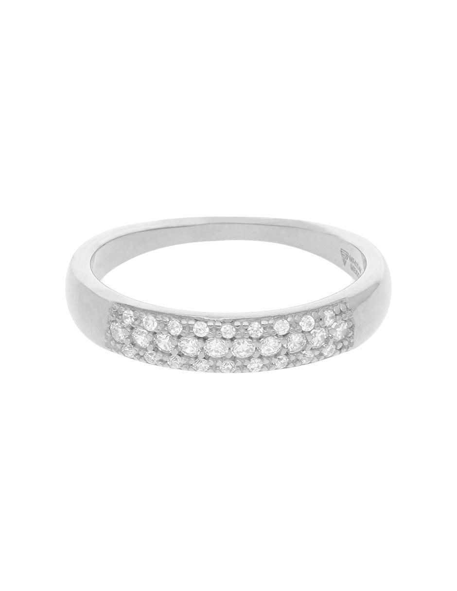 Anillo 14 k de oro rosa zirconia brillante