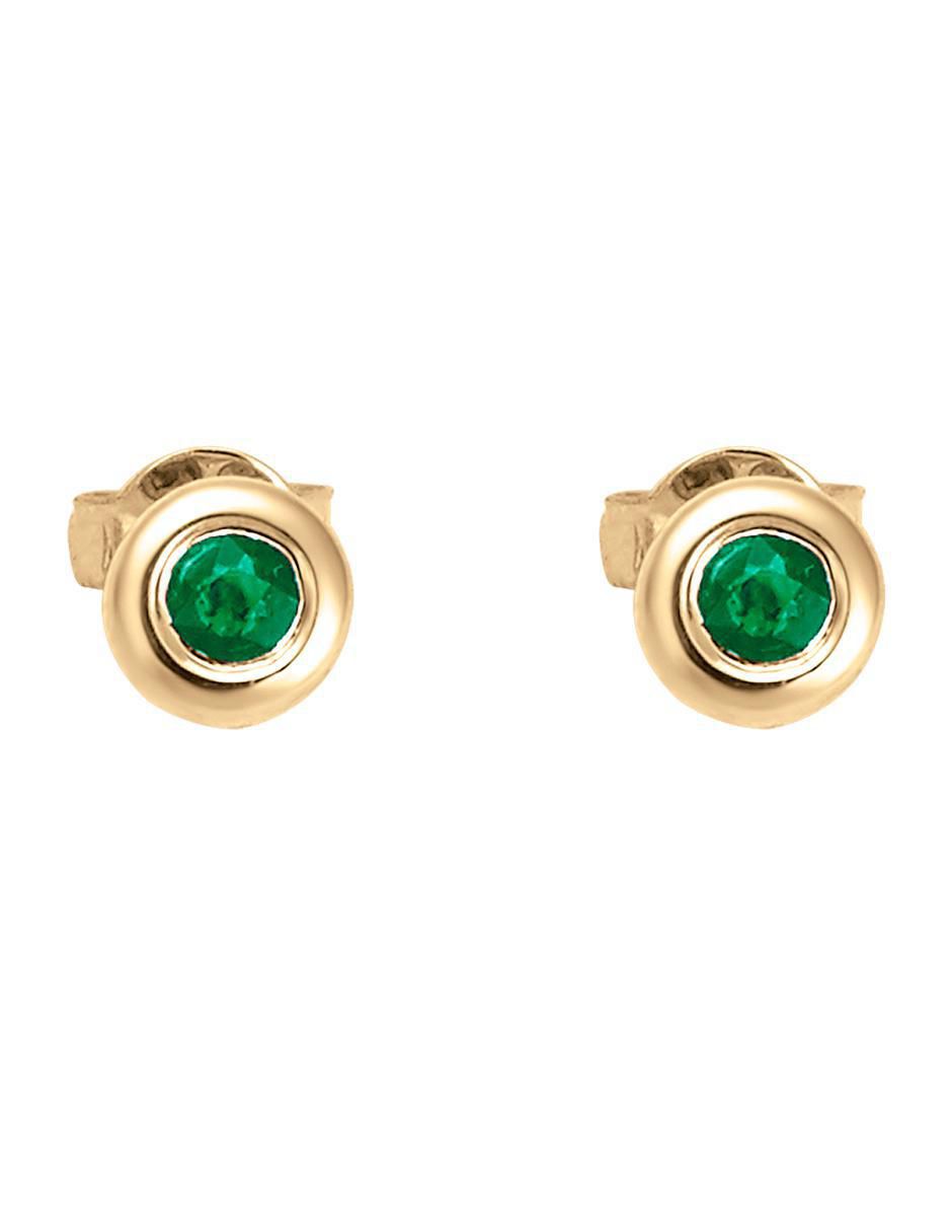 Broqueles circulares Ventus de oro amarillo con acabado brillante esmeralda