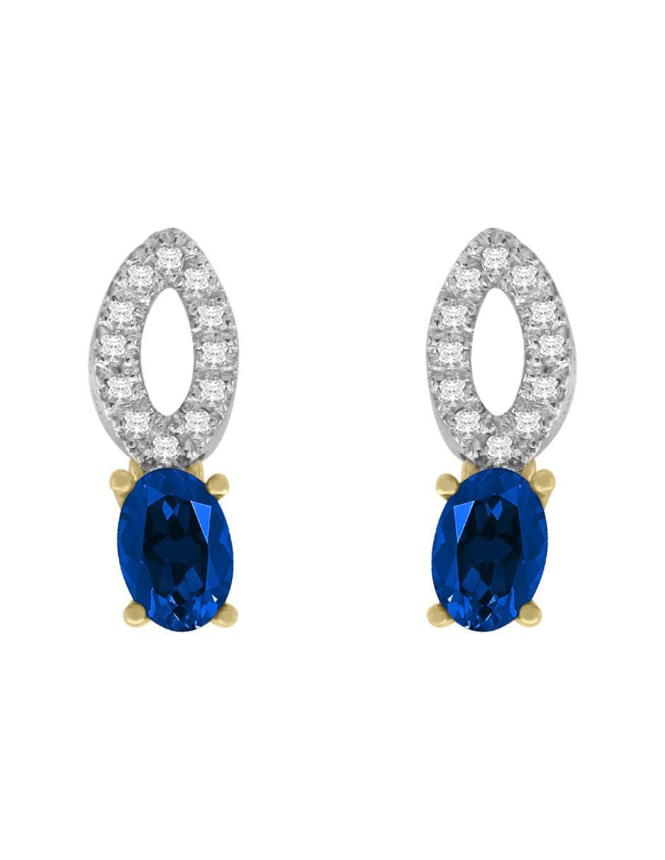 Aretes ovalados Noa de oro con acabado pavé zafiro y diamante