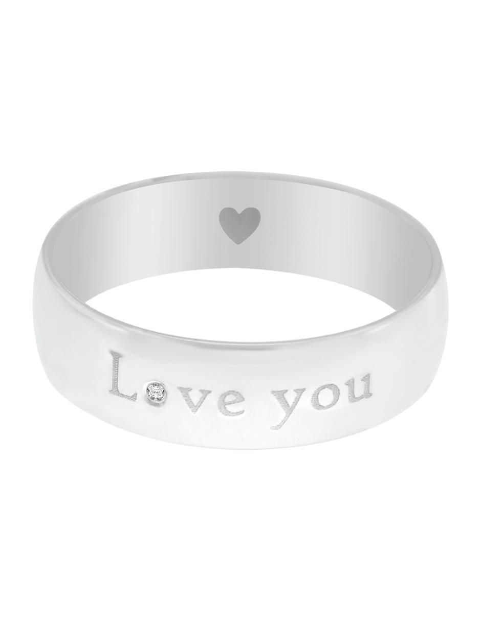 Anillo Love you 14 k de oro diamante brillante