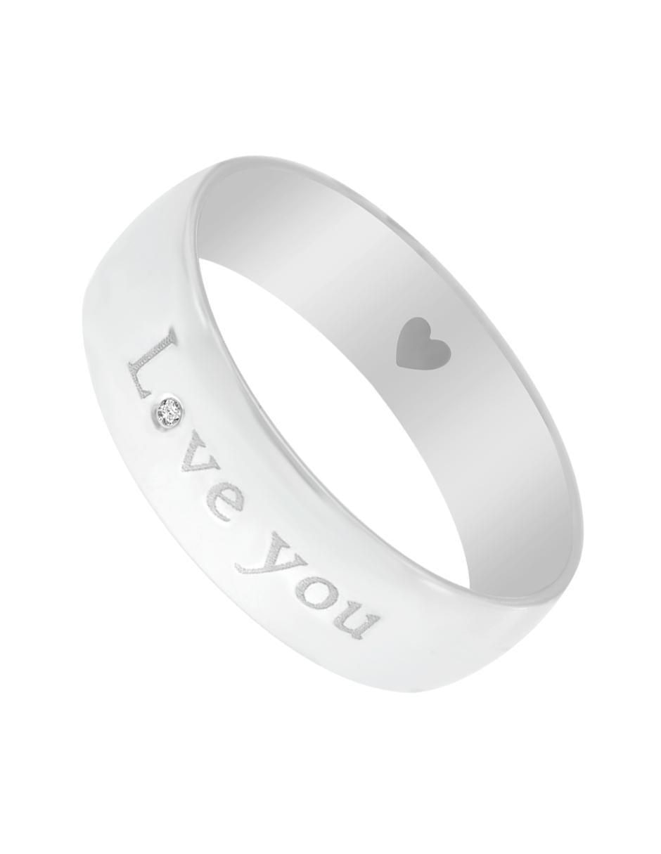 Anillo Love you 14 k de oro diamante brillante 3