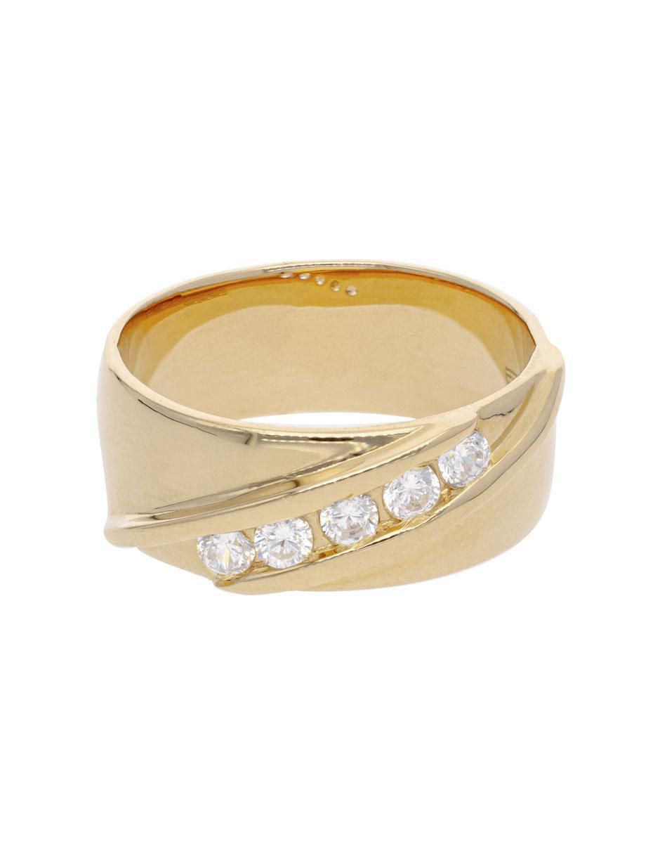 Anillo redondo de oro rosa zirconia brillante