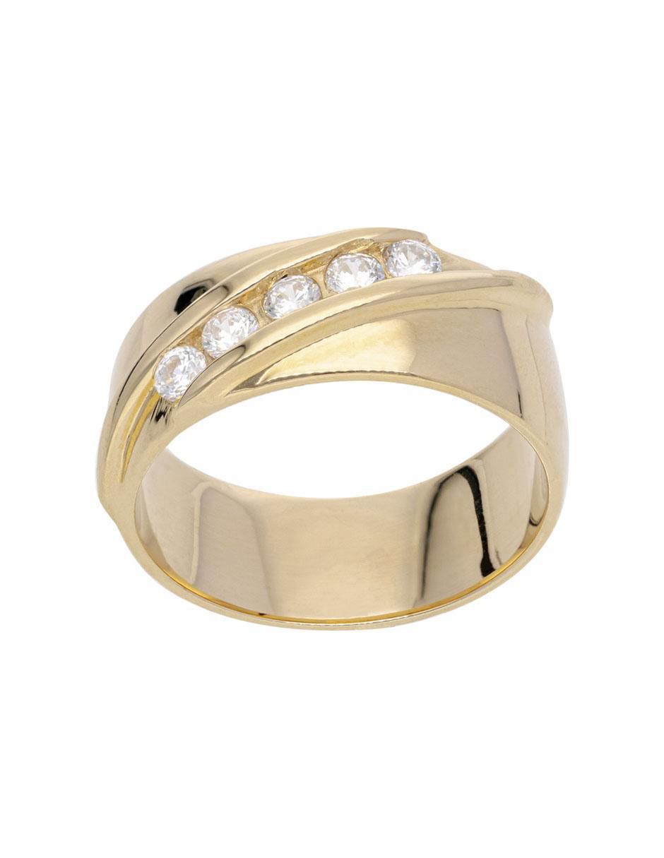 Anillo redondo de oro rosa zirconia brillante 2