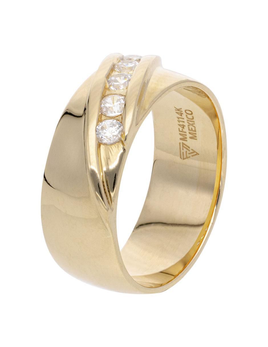 Anillo redondo de oro rosa zirconia brillante 3