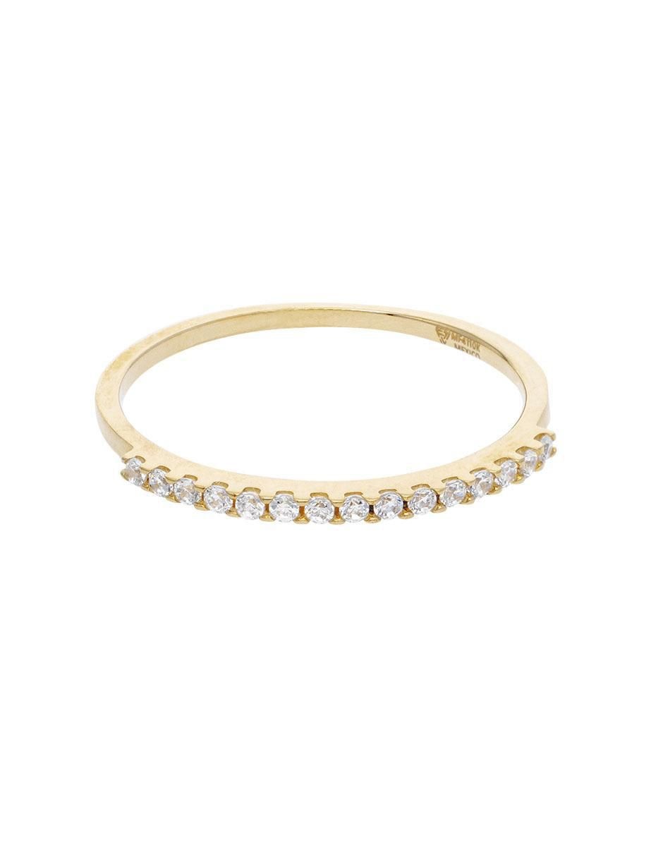 Anillo 14 k de oro blanco zirconia brillante