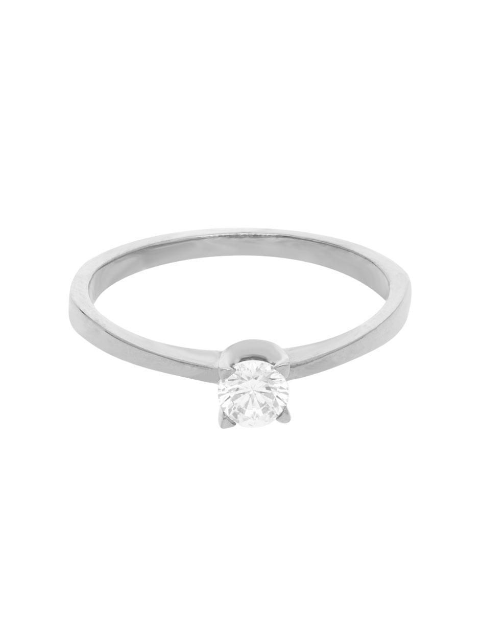 Anillo 14 k de oro amarillo zirconia brillante