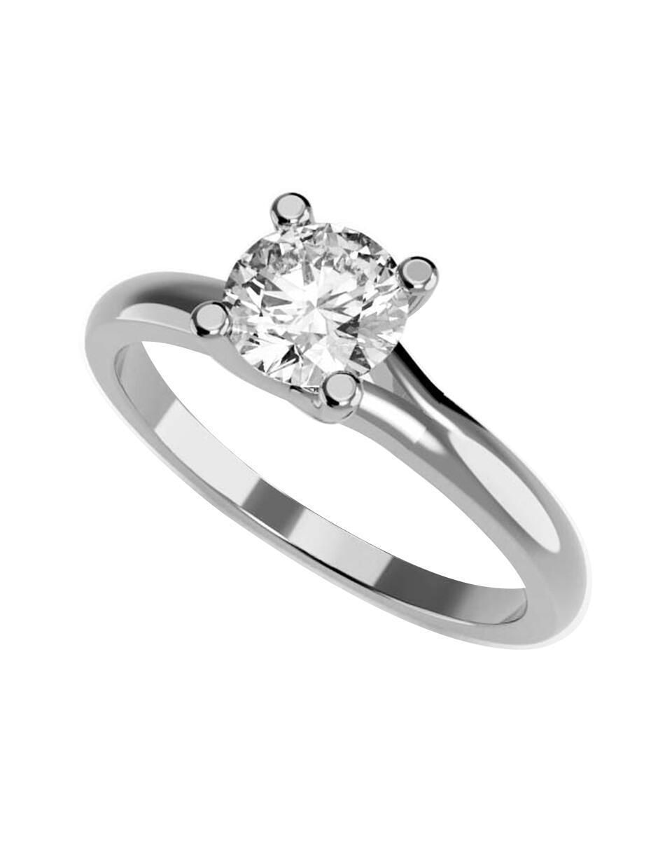 Solitario de oro blanco 14 k diamante