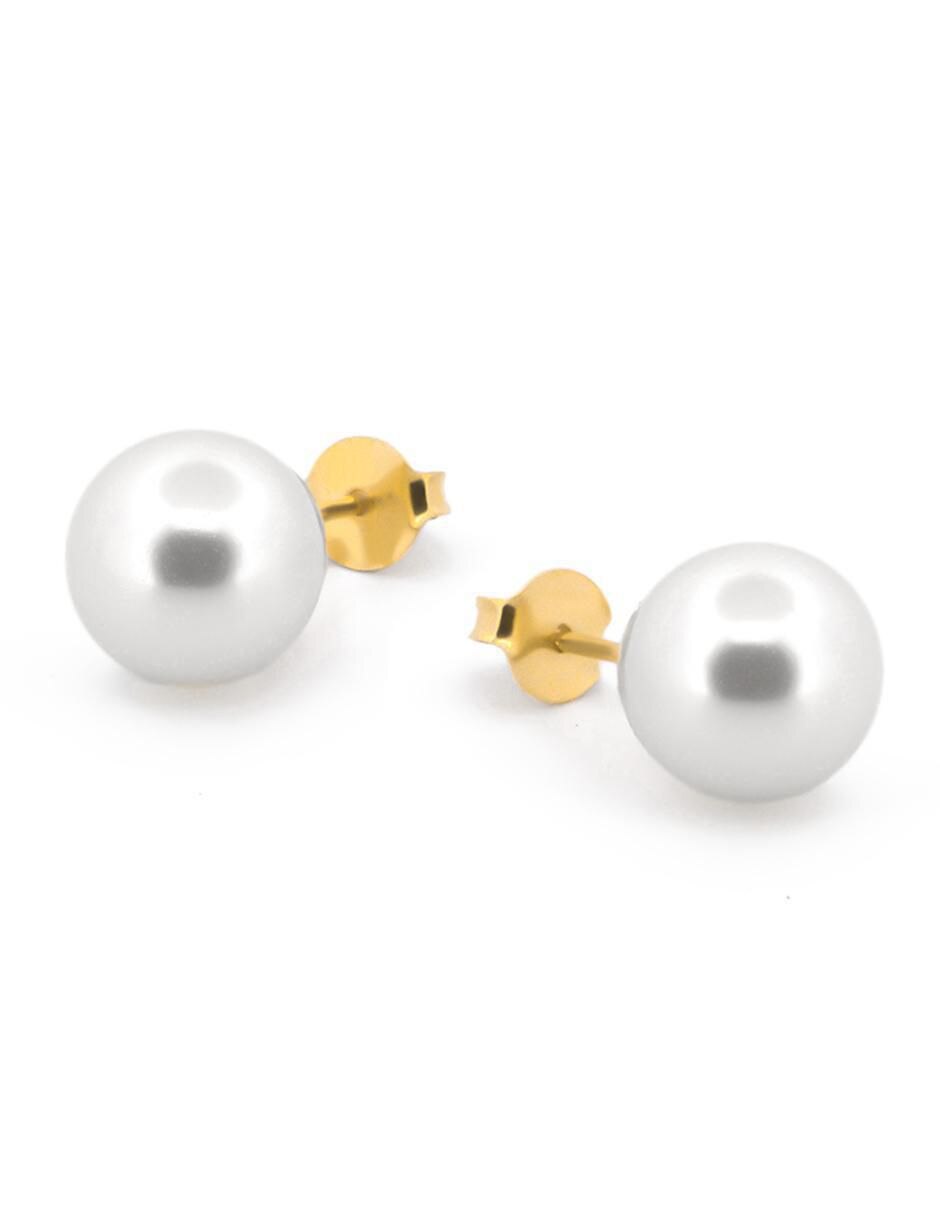 Broqueles de esfera Casa de Anillo de oro 14 k perla 1