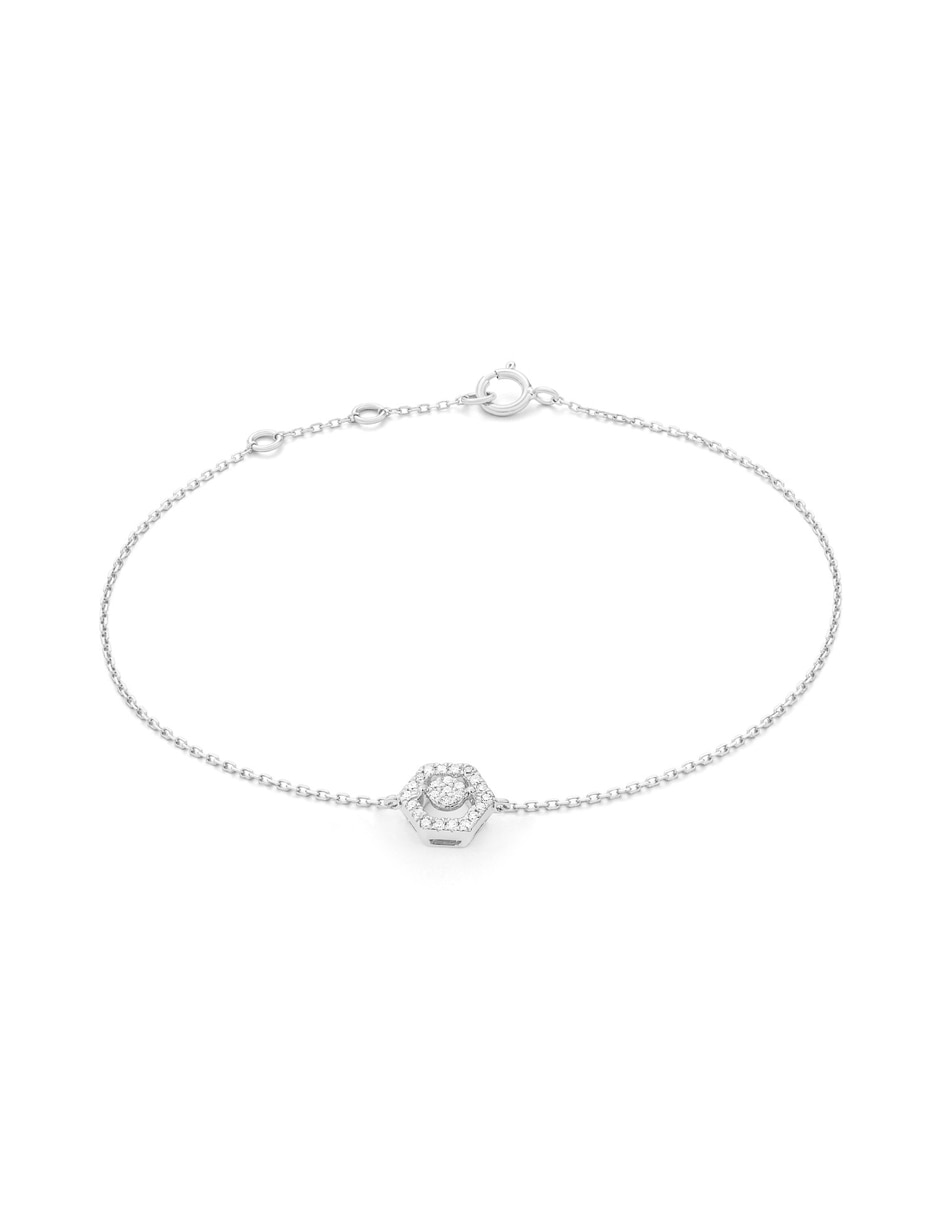 Pulsera de oro blanco 14 K Smart con acabado brillante