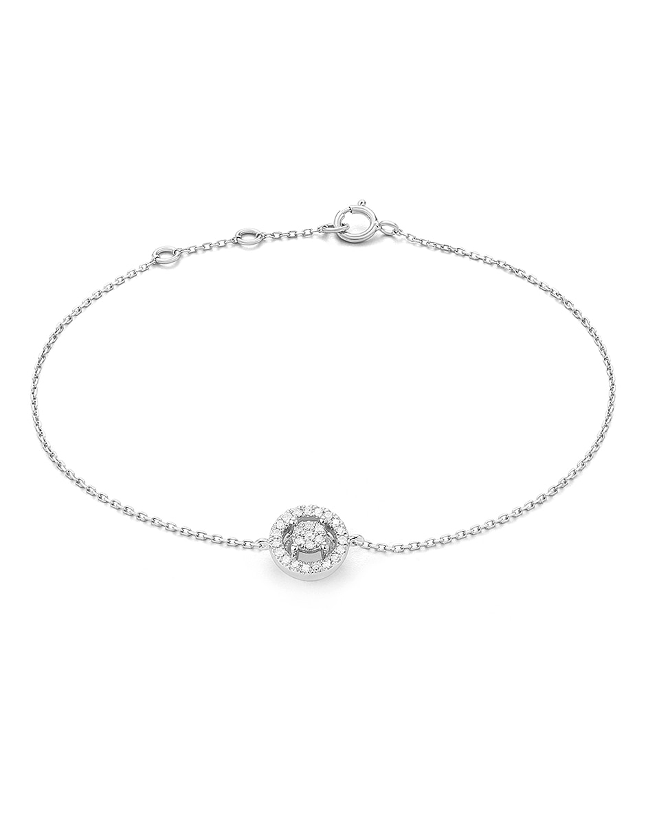 Pulsera de oro blanco 14 k Smart con acabado pavé