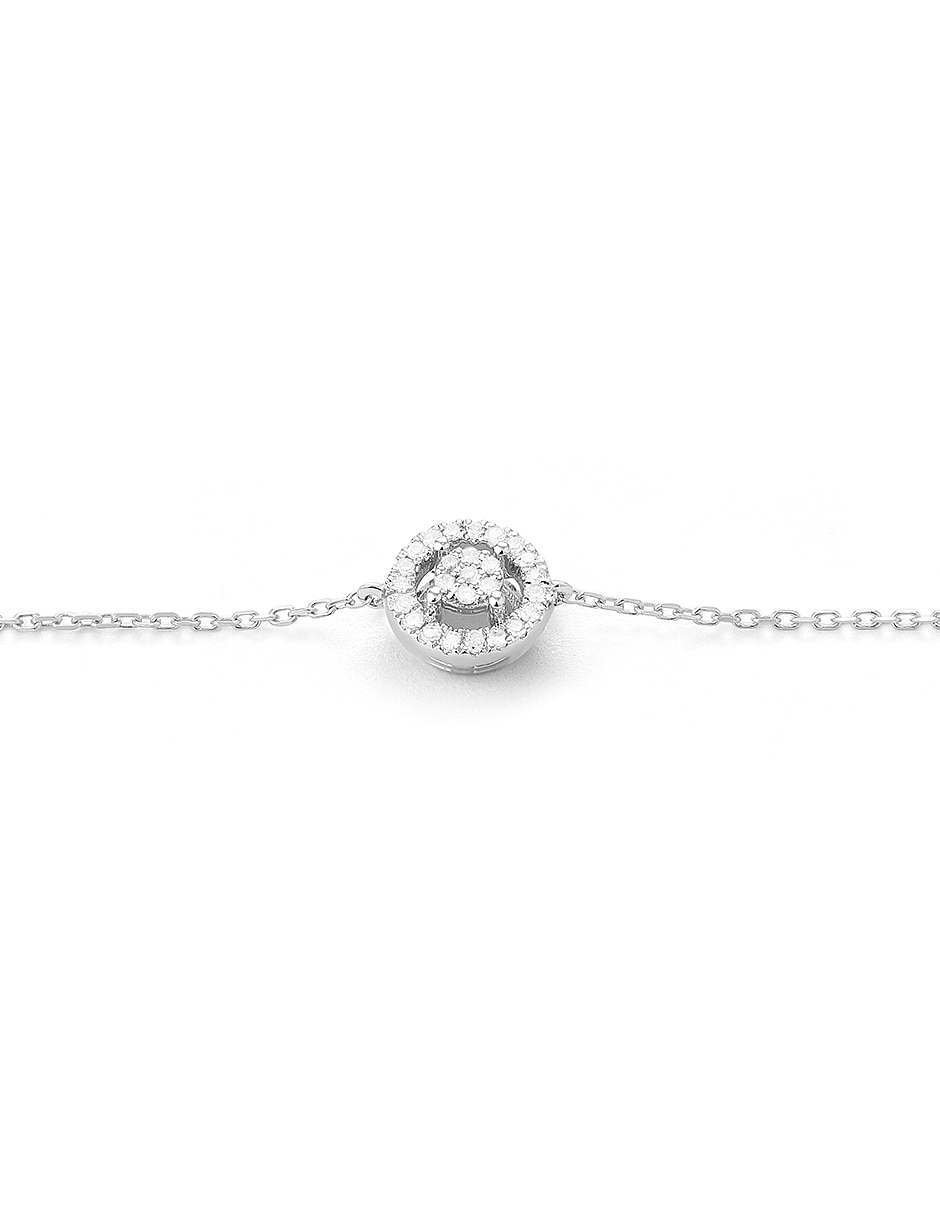 Pulsera de oro blanco 14 k Smart con acabado pavé 2