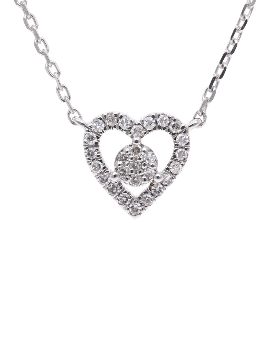 Colgante y dije de corazón de oro blanco 14 K