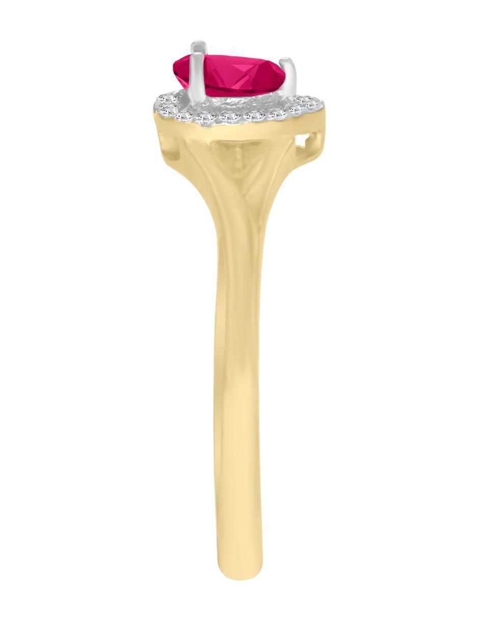 Anillo Cristina 14 k de oro amarillo rubí y diamante brillante 4