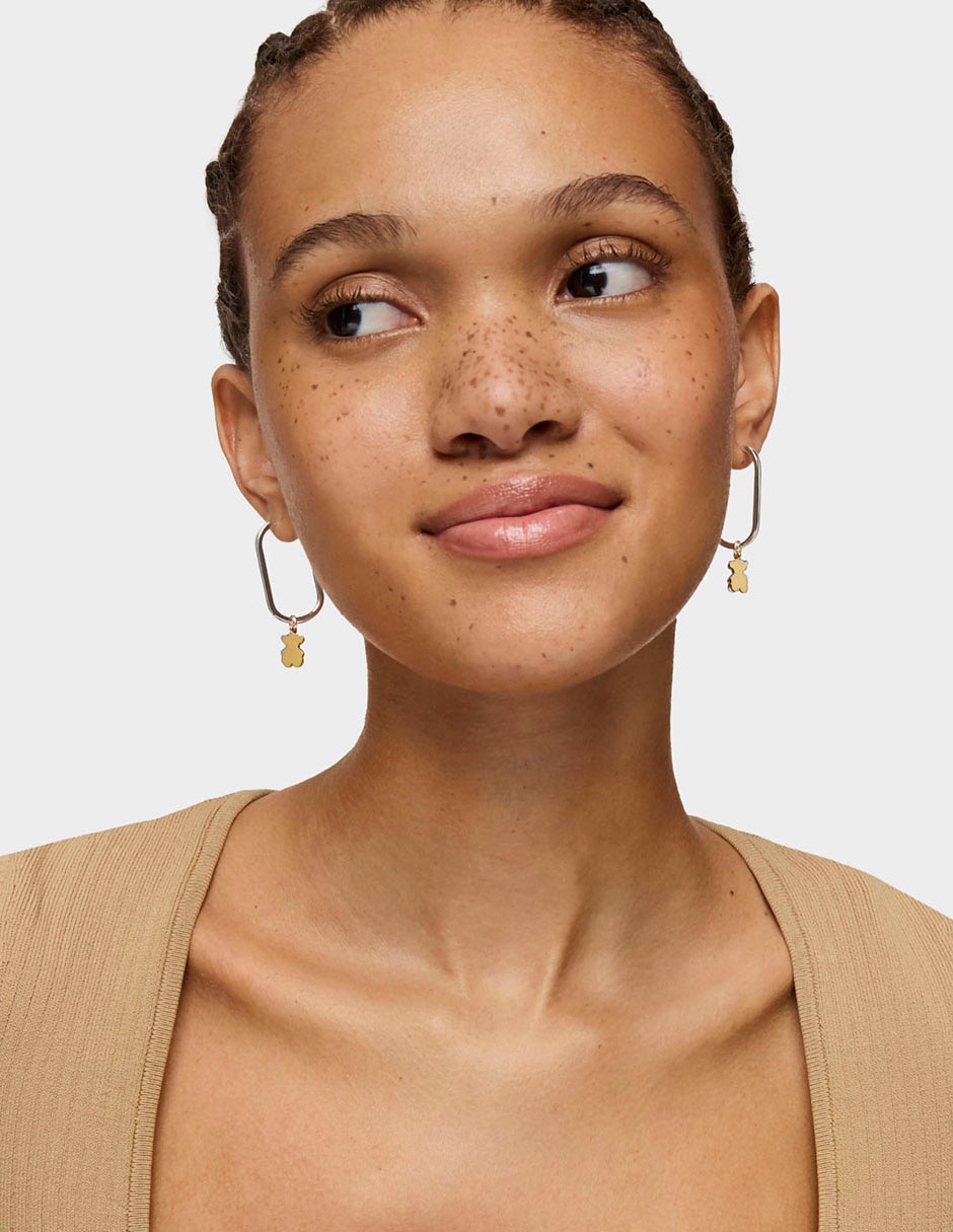 Aretes de aro Sweet Dolls de plata P 925 con acabado baño de oro 4