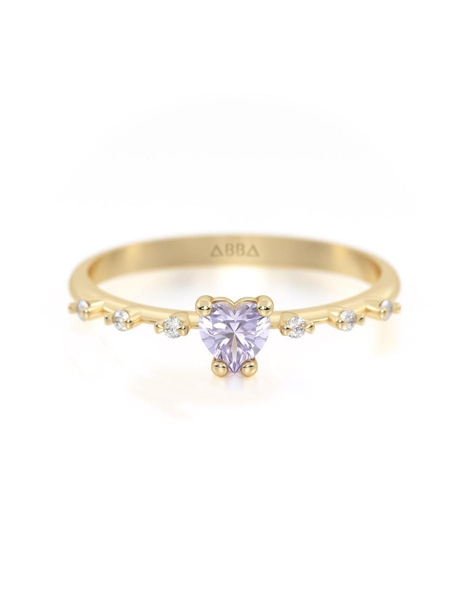 Anillo de corazón 10 k de oro zirconia brillante