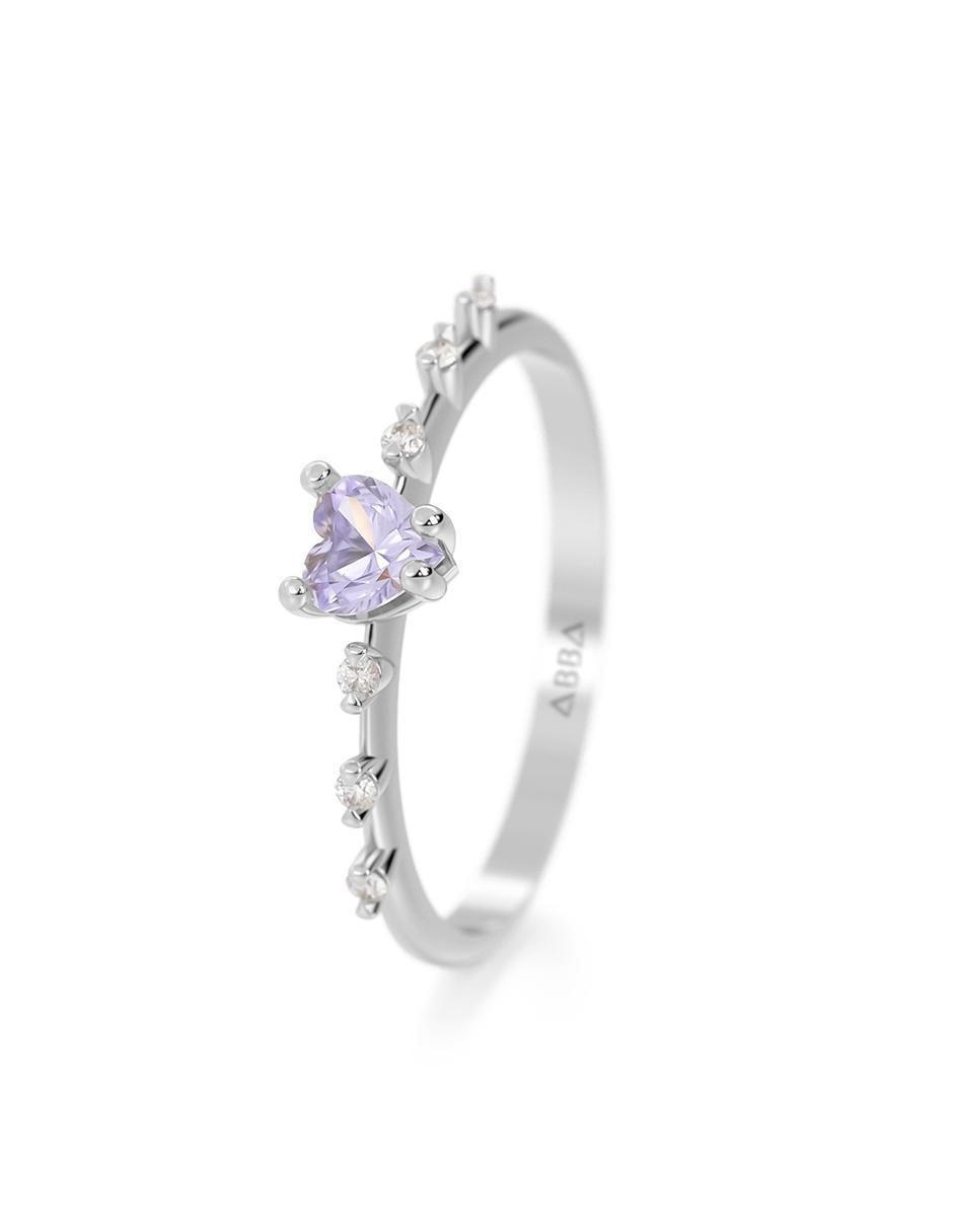 Anillo de corazón 10 k de oro zirconia brillante 2