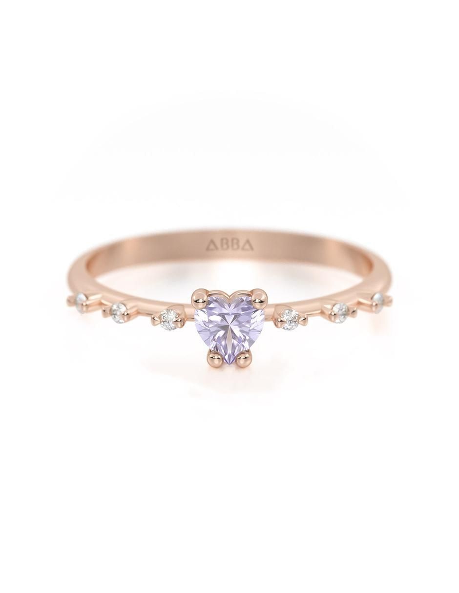 Anillo de corazón 10 k de oro zirconia brillante