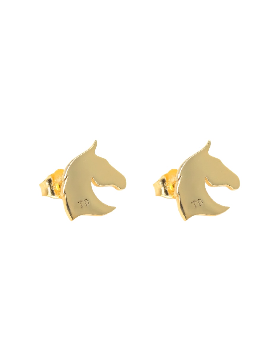 Broqueles de caballo Elegancia Equina de plata P 925 con acabado baño de oro 3