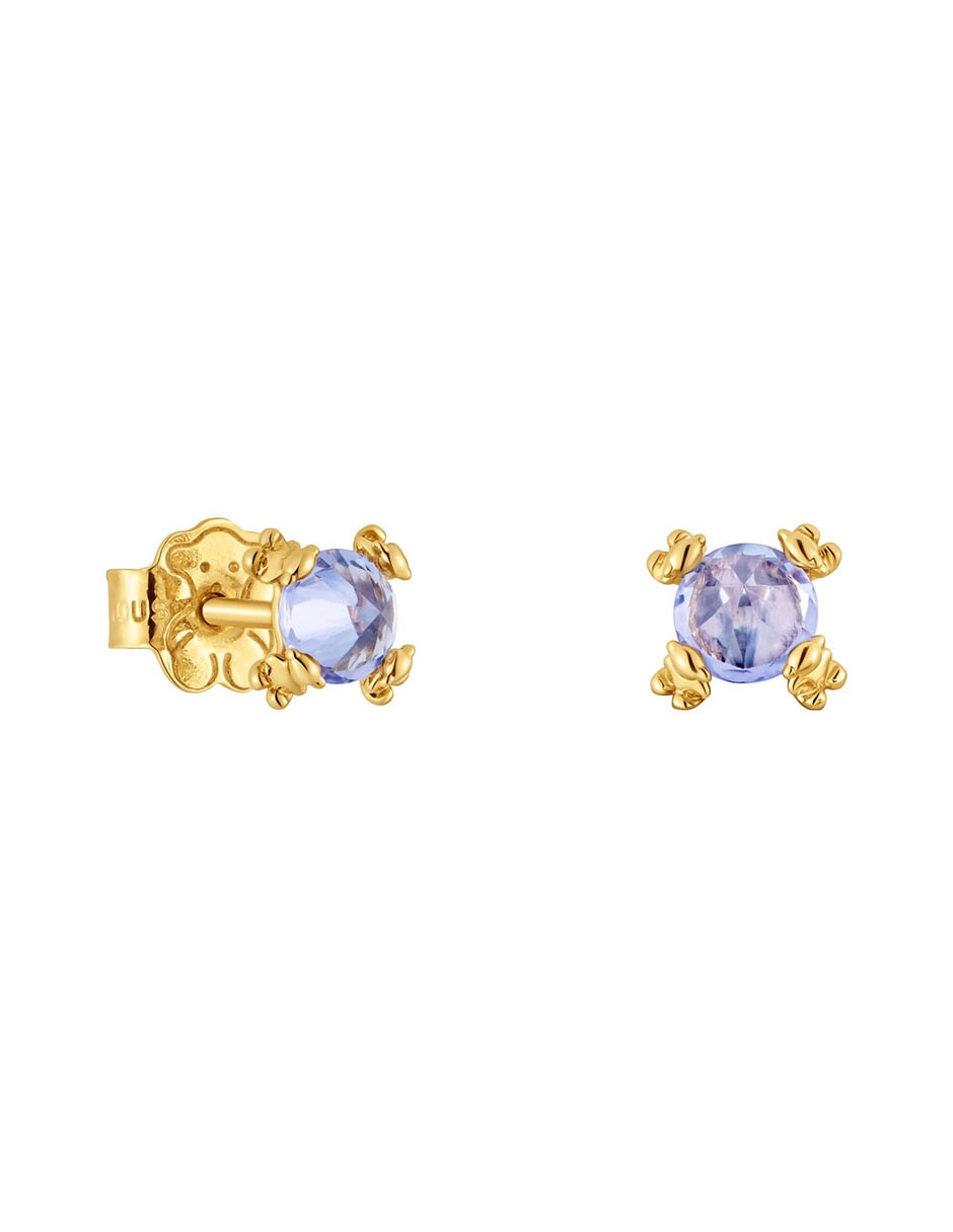 Aretes de oso de oro con acabado brillante tanzanita Aretes de oso de oro con acabado brillante tanzanita