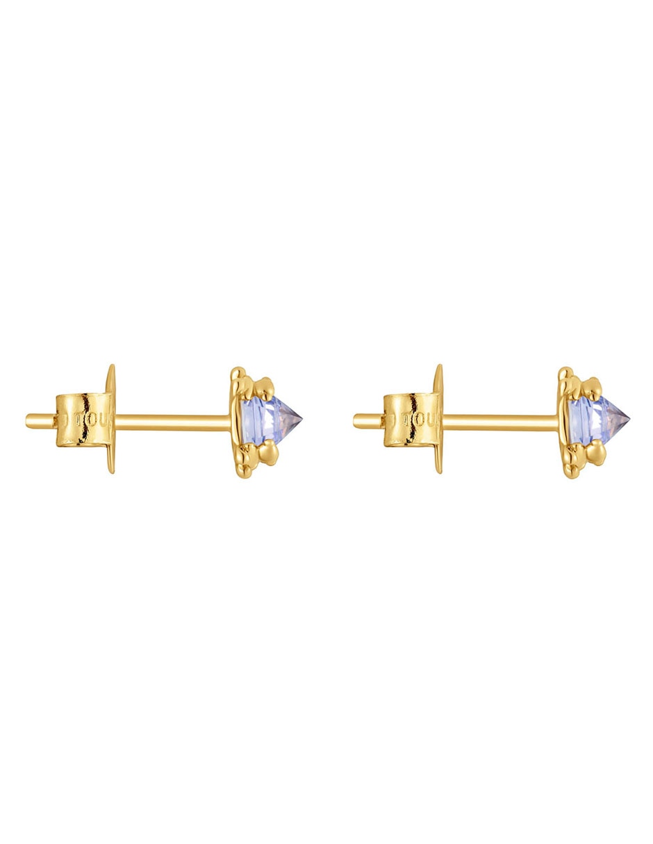Aretes de oso de oro con acabado brillante tanzanita 2