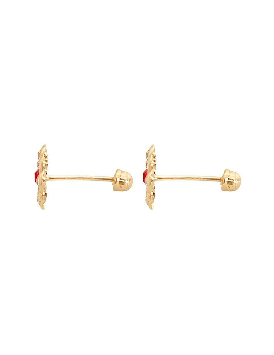 Broqueles de flor de oro con acabado brillante zirconia 3