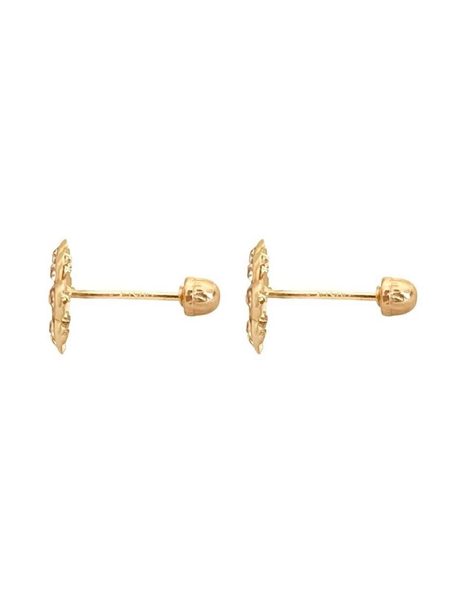 Broqueles de flor de oro con acabado brillante zirconia 3