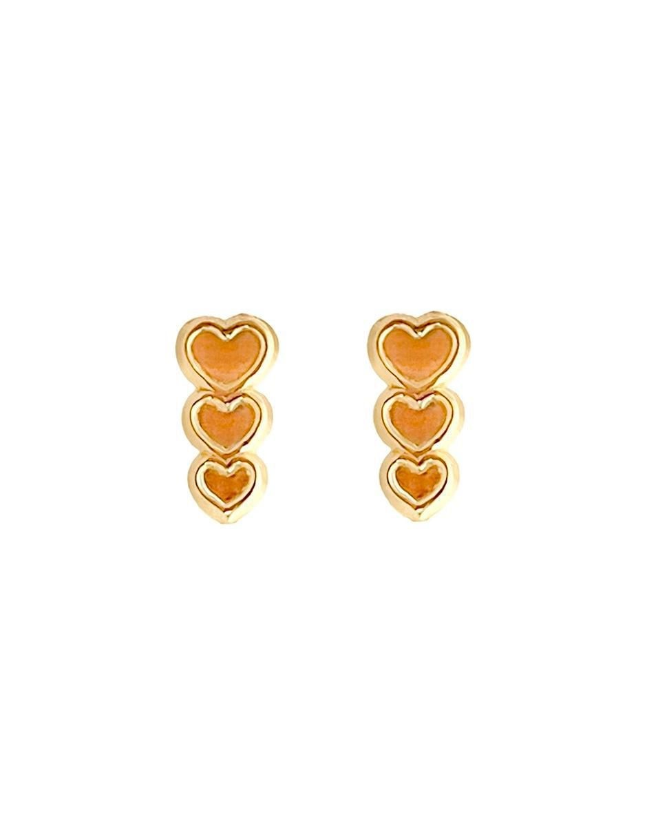 Broqueles de corazón de oro con acabado brillante 1