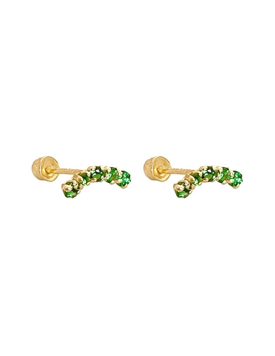Broqueles de barra de oro con acabado brillante zirconia 2