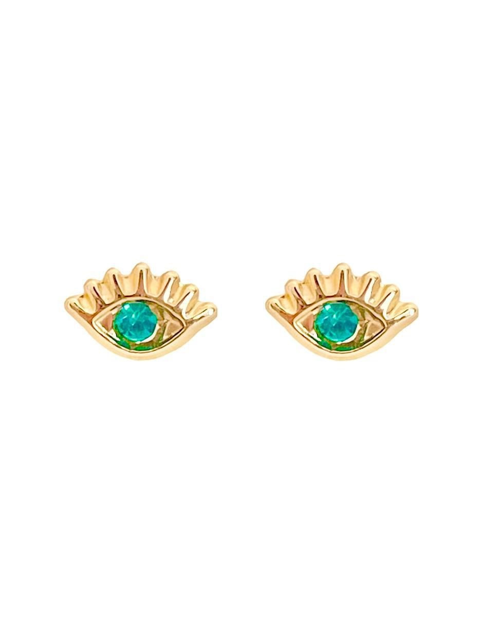 Broqueles de ojo turco de oro con acabado brillante zirconia