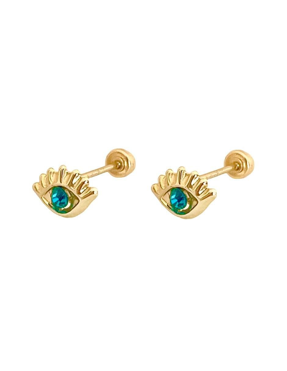 Broqueles de ojo turco de oro con acabado brillante zirconia 3
