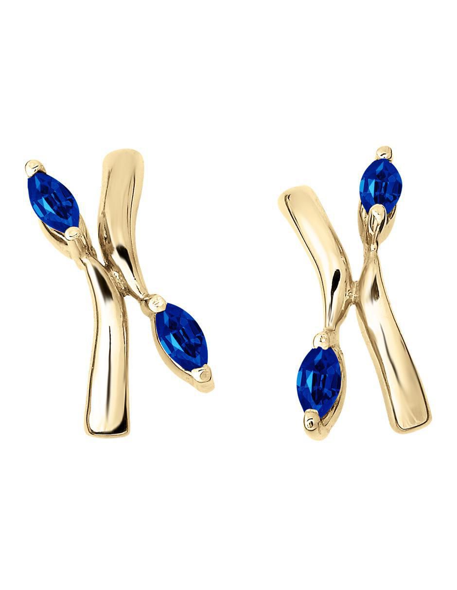 Aretes Danna de oro con acabado brillante zafiro
