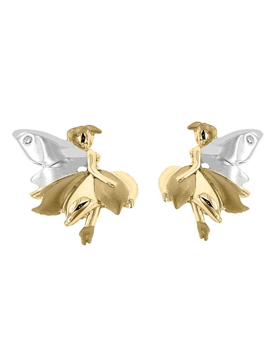 Aretes de hada Celin de oro con acabado brillante diamante