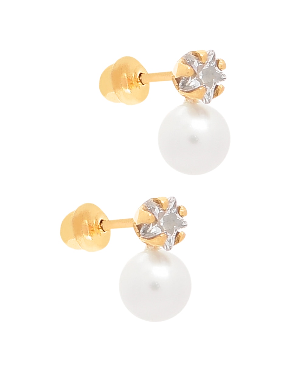 Broqueles de estrella de oro amarillo zirconia 1