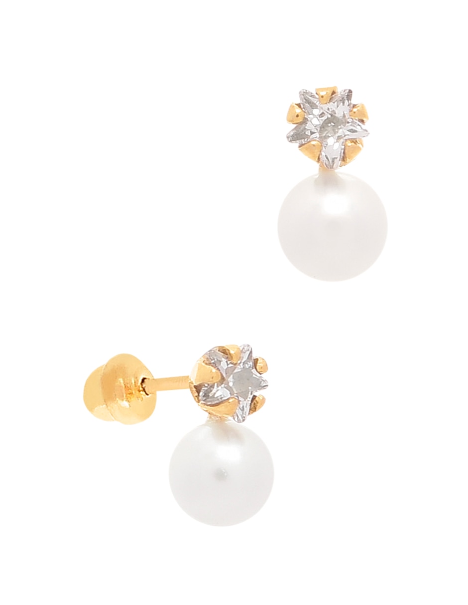 Broqueles de estrella de oro amarillo zirconia 2