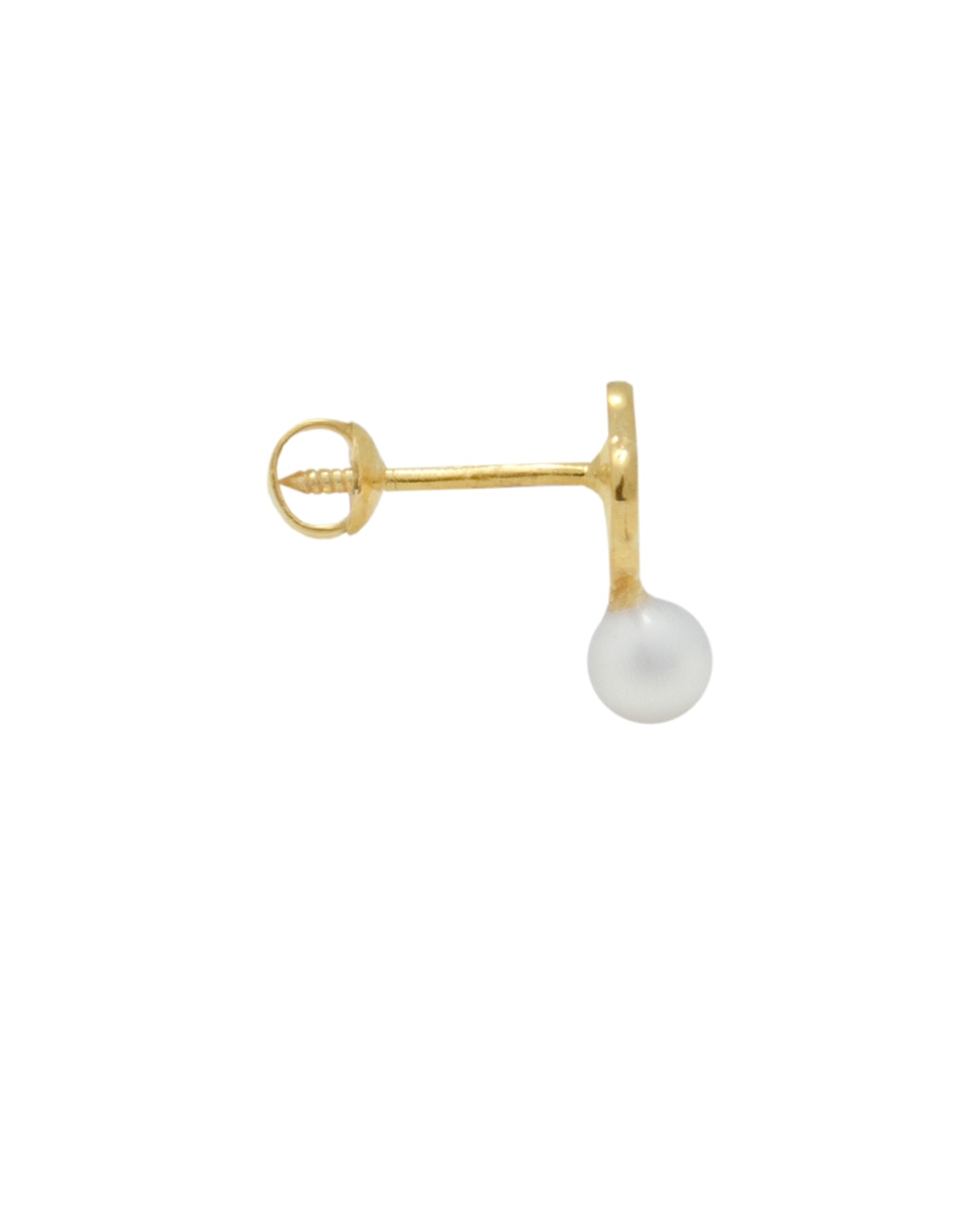 Broqueles de flor de oro amarillo con acabado esmaltado perla 2
