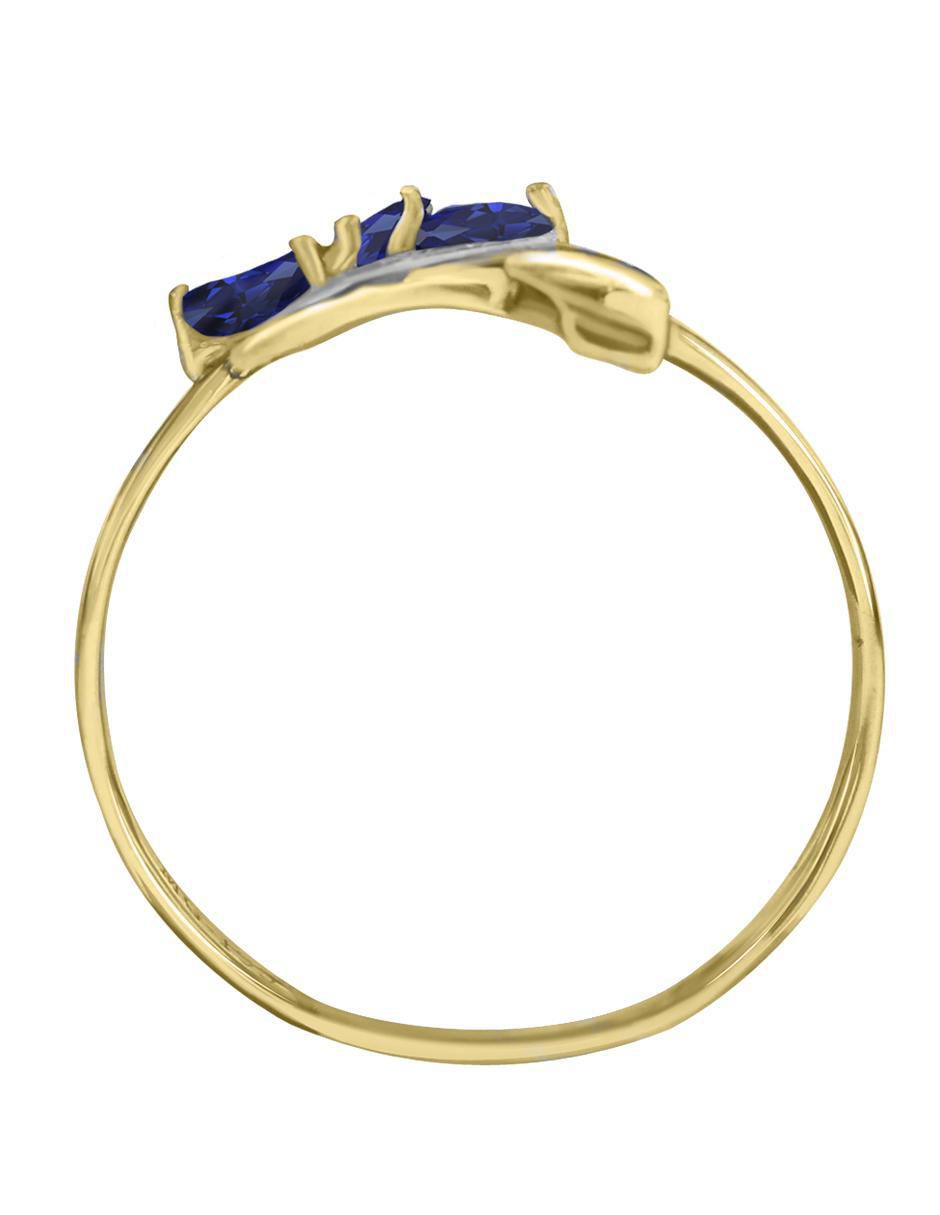 Anillo Praga 14 k de oro amarillo zafiro y diamante brillante 2