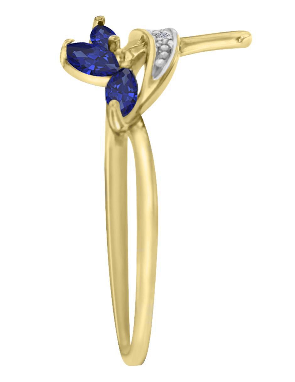 Anillo Praga 14 k de oro amarillo zafiro y diamante brillante 4