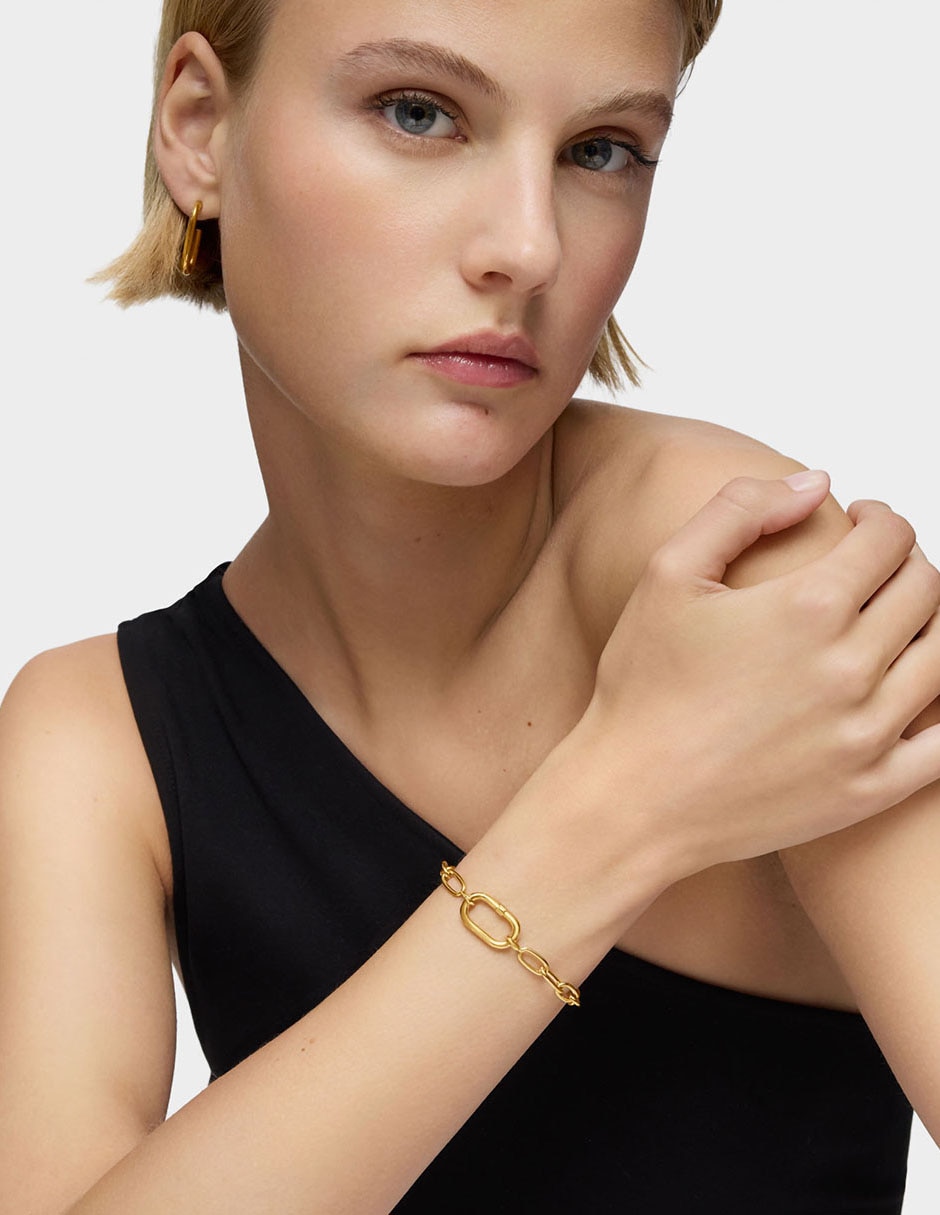 Pulsera de plata P 925 Hold Oval con acabado baño de oro 7
